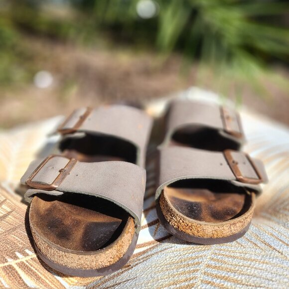Birkenstock Arizona Sandals Taupe Suede W7 - Picture 4 of 7